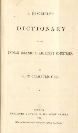 A descriptive dictionary of the Indian Islands & adjacent countries