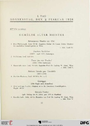 Gemälde alter Meister (Nr.1-41)