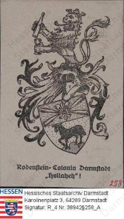 Darmstadt, Rodenstein-Colonia Darmstadt "Hollaheh"! / Wappen