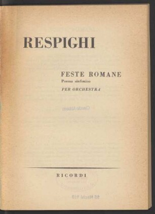 Feste romane : poema sinfonico per orchestra