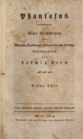 Phantasus : eine Sammlung von Mährchen, Erzählungen, Schauspielen und Novellen, 3