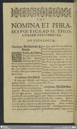 Nomina Et Phrases Poeticae Ad SS. Theologiam Pertinentes
