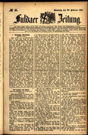 Ausgabe vom Sonntag, den 20. Februar 1881.