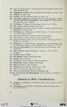 Arbeiten in Holz. Verschiedenes (Nr. 375-439)