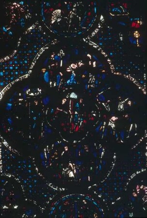 Chartres: Kathedrale, Glasfenster, Seitenschiff Süd, aufgenommen 5.9. 1957