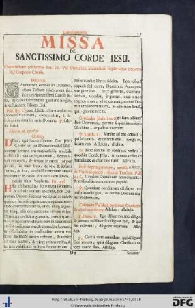 Missa De Sanctissimo Corde Jesu.