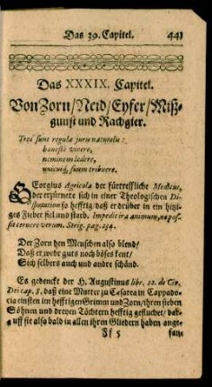 Das XXXIX. Capitel. Von Zorn/ Neid/ Eyfer/ Mißgunst und Rachgier.