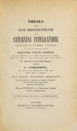 Theses. 1877/78, Fac. medica