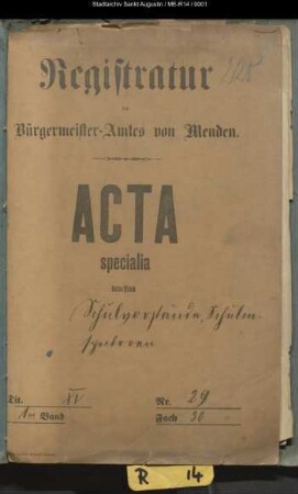 Schulvorstände, Inspektionen - specialia -