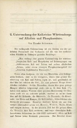 Untersuchung der Kalksteine Württembergs auf Alkalien und Phosphorsäure