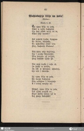 Wohladajcźe lilije na polu!