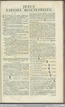I. Jesus Rariora Becceleriana