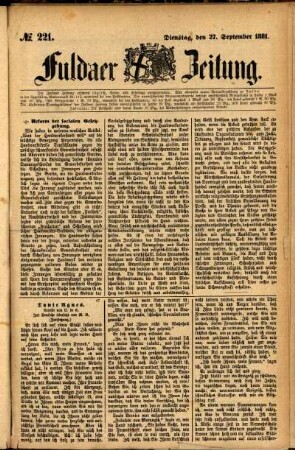 Ausgabe vom Dienstag, den 27. September 1881.