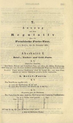 Abschnitt I. Brief-, Packet- und Geld-Porto