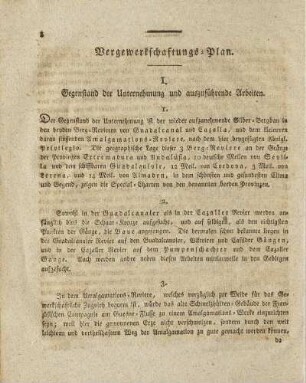 I. Gegenstand der Unternehmung und auszuführende Arbeiten