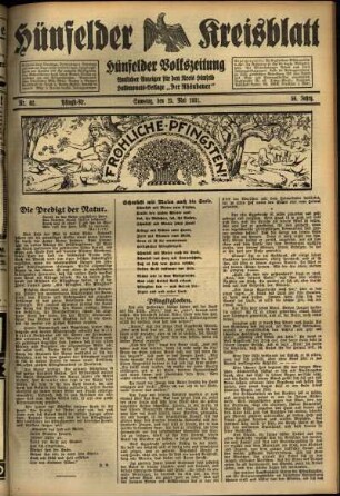 Zweite Ausgabe vom Samstag, den 23. Mai 1931.