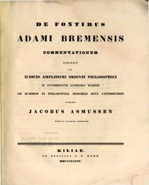 De fontibus Adami Bremensis commentationem