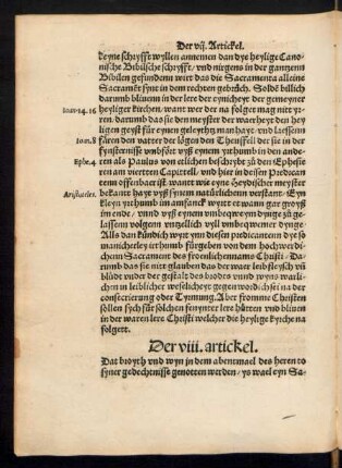 Der viii. artickel.