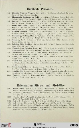[Berühmte Personen, Reformations-Münzen und –Medaillen, Münzen und Medaillen auf Schützenfeste] (Nr. 1145-1336)