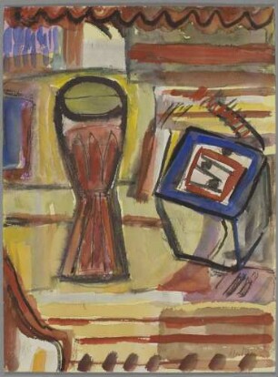 Stillleben mit Vase und Würfel