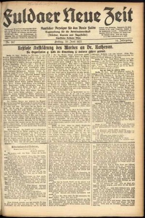 Ausgabe vom Freitag, den 30. Juni 1922.