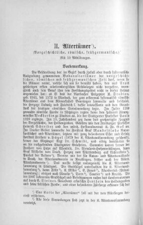 II. Altertümer. (Vorgeschichtliche, römische, frühgermanische.)