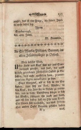 An Sir Watkin Philipps, Baronet, im alten Jesuitercollegio zu Oxford.
