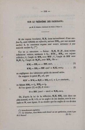 Sur le théorème des faisceaux.