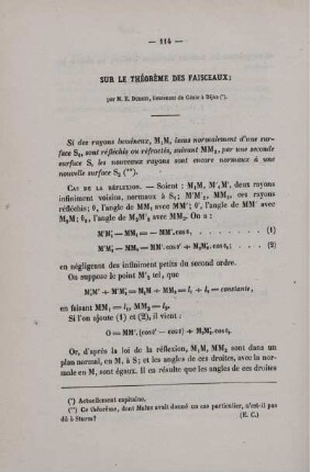 Sur le théorème des faisceaux.