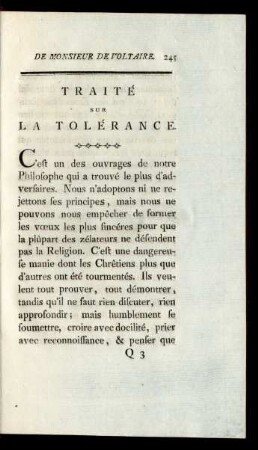 Traité Sur La Tolérance.