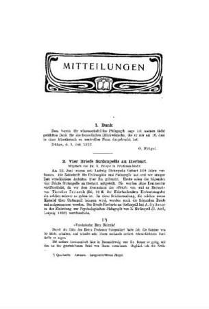 Vier Briefe Strümpells an Herbart