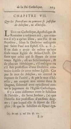 Chapitre VII. Que les Protestans ne peuvent se justifier de Schisme, ni d'hérésie.