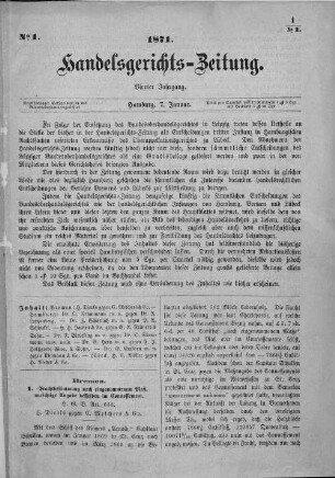 No. 1. 7. Januar 1871