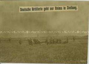 Deutsche Artilleristen bringen Geschütze an der Westfront in Stellung