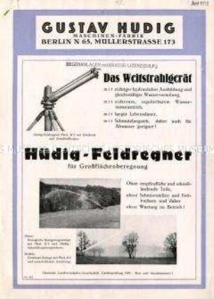 Feldregner, Beregnungsanlagen