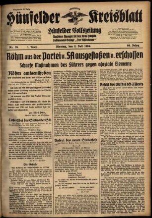 Erste Ausgabe vom Montag, den 02. Juli 1934.