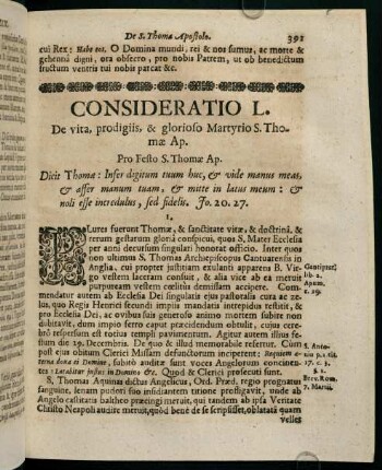391-400, CONSIDERATIO L. De vita, prodigiis, & glorioso Martyrio S. Thomae Ap.
