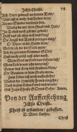 Von der Aufferstehung Jesu Christi.
