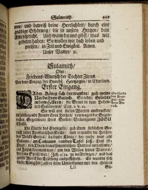Sulamith, Oder: Friedens-Wunsch der Tochter Zions. Bey dem Einzug, der Durchl. Hertzogin, in Churland.