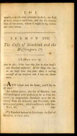 Sermon XVII. The Case of Hezekiah and the Messengers