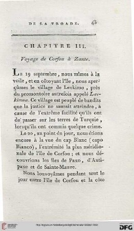 Chapitre III: Voyage de Corfou à Zante