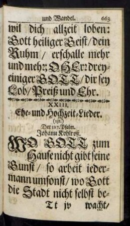 XXIII. Ehe- und Hochzeit-Lieder.