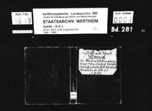 Gült- und Zehntmanual des Bronnbacher Hofs in Würzburg über Allersheim, [Gau-]büttelbrunn, Gützingen, Bütthard, Höttingen, Tiefenthal, Euerhausen, Albertshausen, Eßfeld, Sulzdorf, [Klein-]rinderfeld, Oberwittighausen