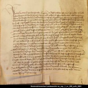 Hille Aetkena in Westerhusen verkauft dem Kloster Langen Grundbesitz im Woltzeter Hammrich = OUB II, Nr. 1272, S. 316 Anhängendes Siegel beschädigt erhalten