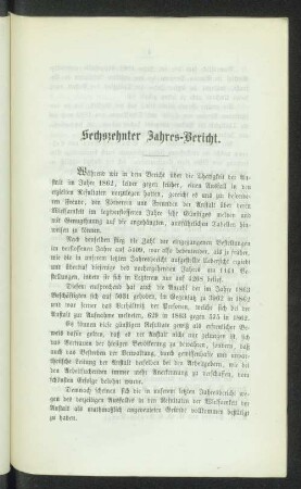 Sechszehnter Jahres-Bericht.