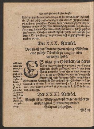 Der XXXI. Artickel. - Der XL. Artickel.