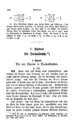 V. Abschnitt. Die Decimalbrüche.