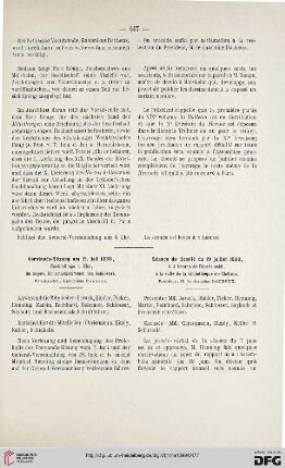 Vorstands-Sitzung am 19. Juli 1898 / Séance du Comité du 19 juillet 1898