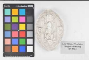 Siegler: Osnabrück, Bischof Melchior von Überlieferungsart: Nachbildung. Stoff: Gips Farbe: ungefärbt Form: spitzoval. Durchmesser: 84 mm