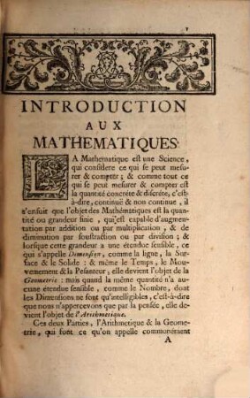 Cours de Mathematique : Qui Comprend Toutes les parties de cette Science les plus utiles & les plus nécessaires à un Homme de Guerre, & à tous ceux qui veulent se perfectionner dans les Mathématiques, Tome Premier